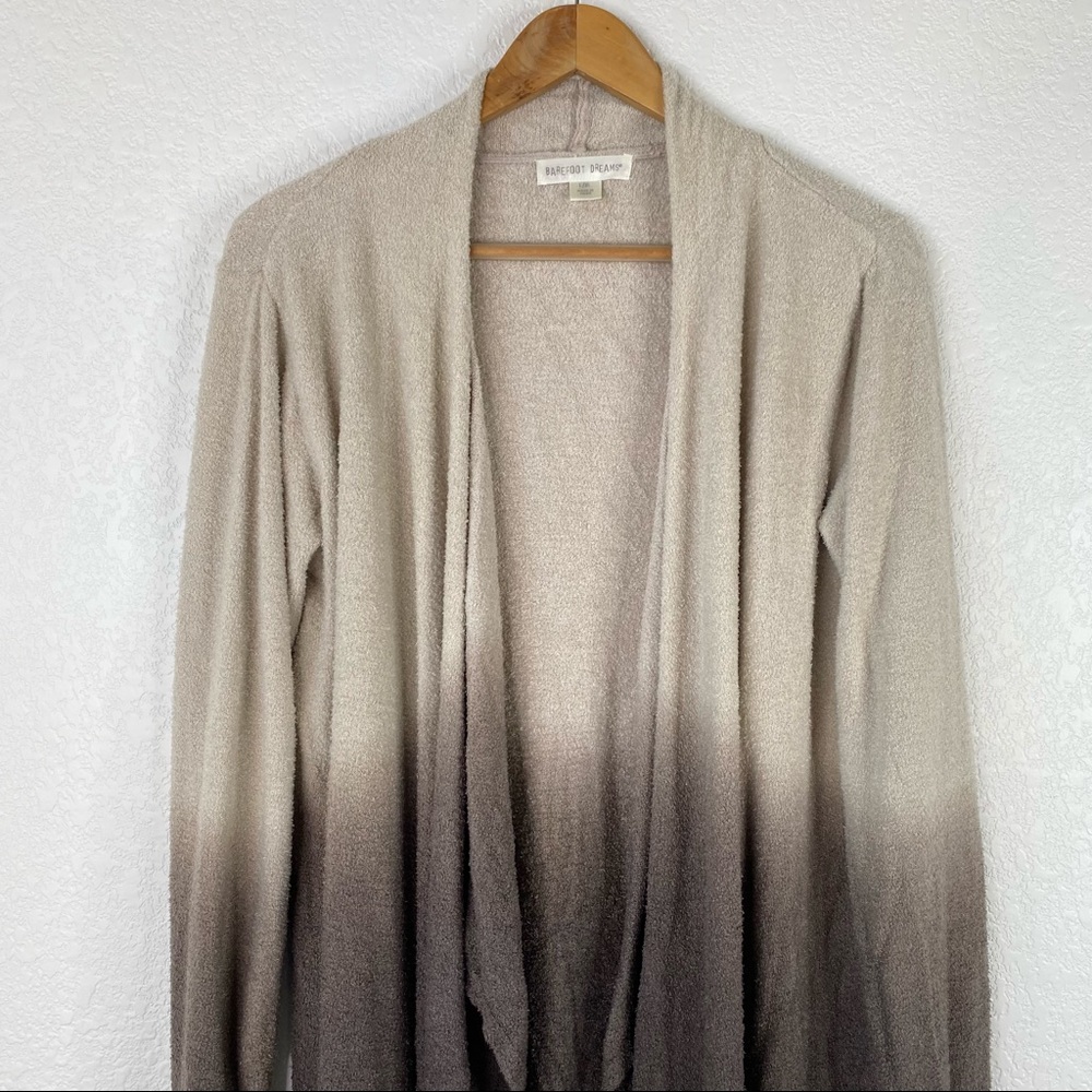 Barefoot Dreams Ombré Cozy Chic Draped Front Calypso Cardigan Sweater - Picture 2 of 8